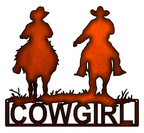 ArtFuzz Cowgirl Laser Cut Out Faux Copper Finish Metal Sign10.4x11.6
