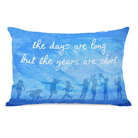 One Bella Casa The Days are Long - Blue Lumbar Pillow by OBC 14 X 20