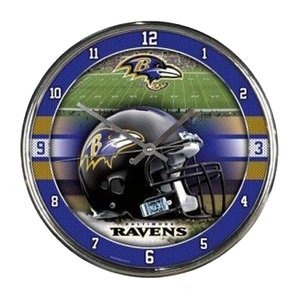 Wincraft WIN-2792912 Baltimore Ravens NFL Chrome Round Clock