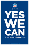 Barack Obama - (Yes We Can - Blue) Campaign Poster Movie Poster Print