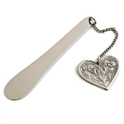 Set Of 4  Nickel Heart Bookmark