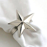 Set Of 4  Nickel Star Napkin Ring