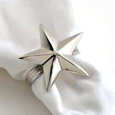 Set Of 4  Nickel Star Napkin Ring