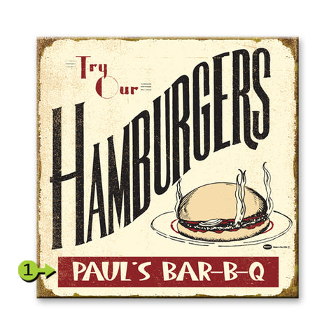 Hamburgers Wood 18x18