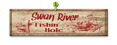 Retro Fishin' Hole Sign Metal 10x36