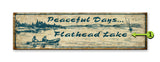 Retro Canoe Sign, Peaceful Days Metal 10x36
