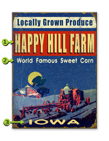 Locally Grown Produce Farm Metal 17x23