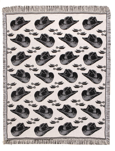 Hats N Spurs Two-Layer Throw In Black