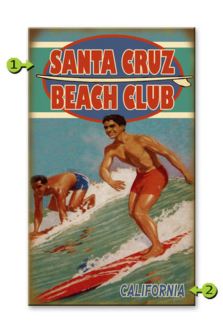 Beach Club Surfers Metal 14x24