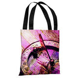 One Bella Casa Compass 2 -Pink Multi 18" Polyester Tote Bag by OBC 18 X 18