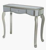 ArtFuzz 31 inch Champagne Classic Console Table with Mirrored Glass Inserts and a Drawer