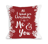 One Bella Casa Christmas Me and You - Red Throw Pillow by OBC 18 X 18