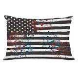 One Bella Casa Grayscale Flag Splatters - Gray Lumbar Pillow by OBC 14 X 20