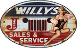 ArtFuzz Jeep Willys Pin Up Girl Sign by Steve McDonald 11x18 Oval
