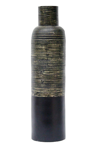 ArtFuzz 36 Spun Bamboo Bottle Vase - Bamboo in Distressed Black & Matte