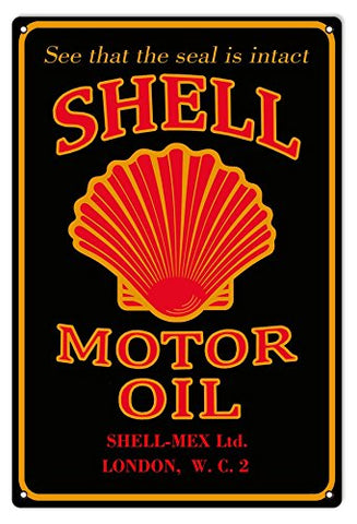 ArtFuzz Shell London Motor Oil Reproduction Garage Shop Metal Sign 18x30