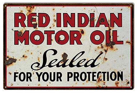 ArtFuzz Red Indian Gas Station Reproduction Motor Oil Metal Sign 18x30