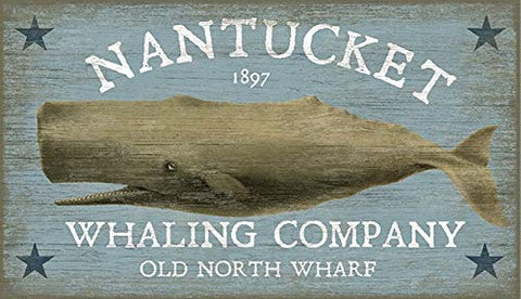 ArtFuzz Nantucket Whale Wood Sign 15x26 Special