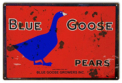 ArtFuzz Blue Goose Pears Reproduction Nostalgic Country Sign 18x30
