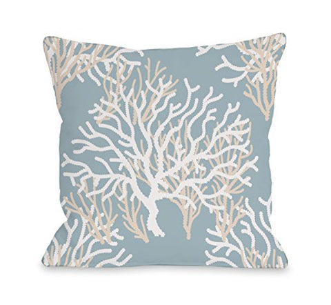 One Bella Casa Coral Pattern - Multi Throw Pillow by OBC 16 X 16