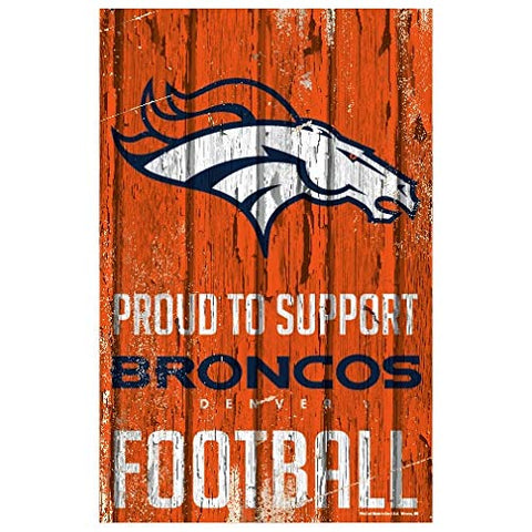 WinCraft NFL Denver Broncos SignWood Proud to Support Design, Team Color, 11x17