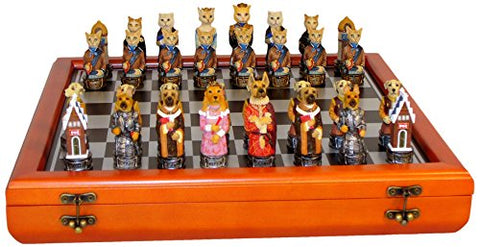 Worldwise Imports R70639-CCT Cats & Dogs on Cherry Stained Chest