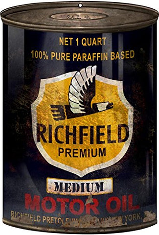 ArtFuzz Richfield Motor Oil Can Reproduction Gas Station Metal Sign 12x18