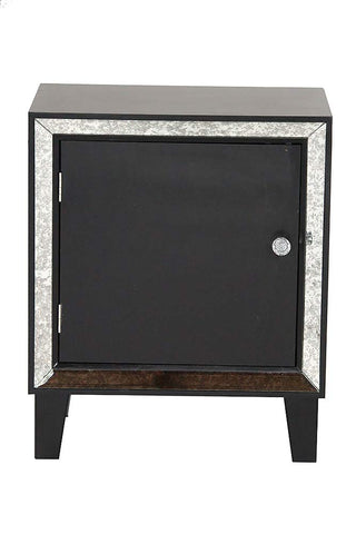 23.5 inch Black Wood Accent Cabinet with a Door and Antique Mirrored Glass