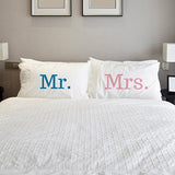 Mr. Mrs. - Navy Pink Set of Two Pillow Case by OBC 20 X 30
