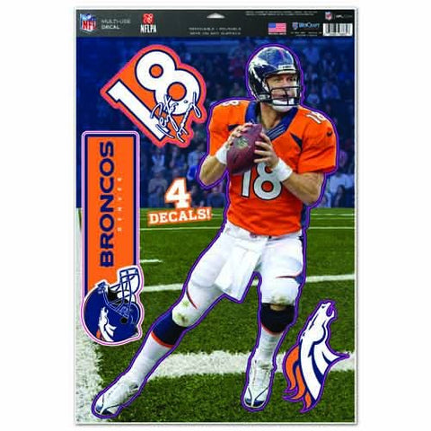 WinCraft NFL Denver Broncos Peyton Manning Multi-Use Decal Sheet, 11