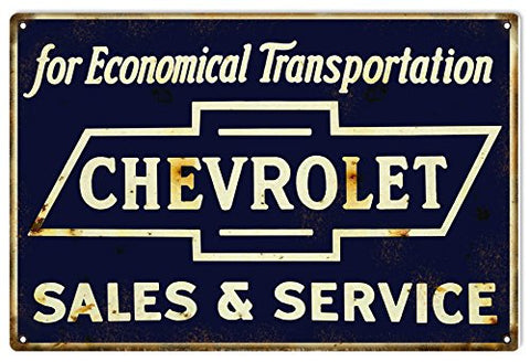 ArtFuzz Chevrolet Car Sales Reproduction Garage Shop Man Cave Metal Sign 18x30
