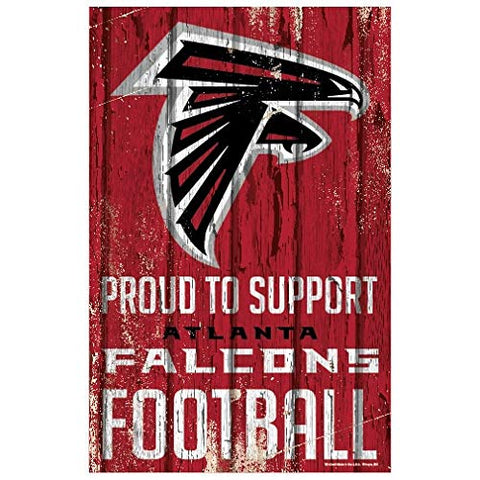 WinCraft NFL Atlanta Falcons SignWood Proud to Support Design, Team Color, 11x17