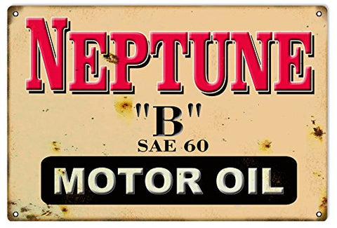 ArtFuzz Neptune B Motor Oil Reproduction Gas Station Metal Sign 18x30