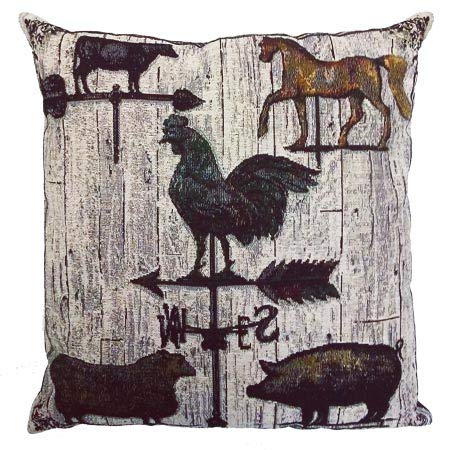 ArtFuzz Rooster Horses Pig Tapestry Pillow
