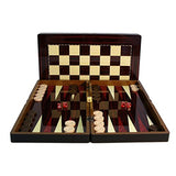 World Wise Imports Backgammon Set 16" in Simple Wood Grain Decoupage with Folding Board with Checkers