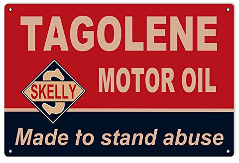 ArtFuzz Skelly Tagolene Motor Oil Reproduction Gas Station Metal Sign 18x30