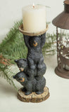 MWW Black Bear Candle Holder Set of 2