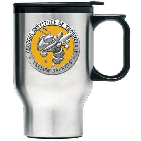 Georgia Tech Yellow Jackets Stainless Steel Travel Mug Mascot Logo
