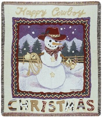 Simply Happy Cowboy Christmas Mid-Size Tapestry Throw