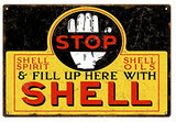 ArtFuzz Shell Spirit Reproduction Motor Oil Gas Station Metal Sign 18x30