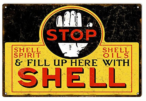 ArtFuzz Shell Spirit Reproduction Motor Oil Gas Station Metal Sign 18x30