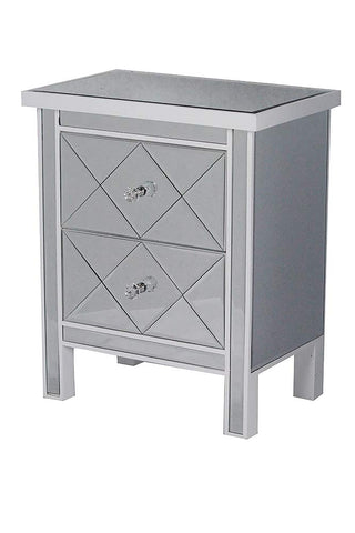 ArtFuzz 25.75 inch White Wood Accent Cabinet with 2 Beveled Glass Drawers