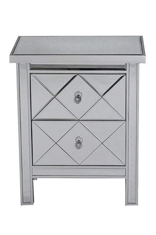 ArtFuzz 25.75 inch Silver Wood Accent Cabinet with 2 Beveled Glass Drawers