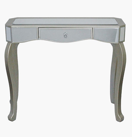 ArtFuzz 31 inch Champagne Classic Console Table with Mirrored Glass Inserts and a Drawer