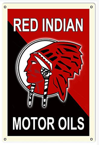 ArtFuzz Red Indian Garage Shop Reproduction Motor Oil Metal Sign 18x30