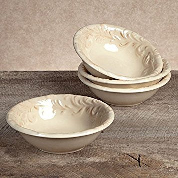 GG Collection Ceramic Round Salad Bowls - Cream - Set of 4