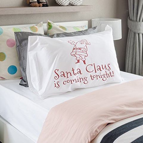 One Bella Casa Santa Claus is Coming to Tonight - Red Single Pillow Case by OBC 20 X 30