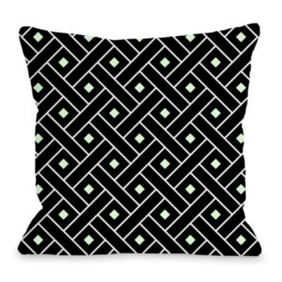 One Bella Casa Crosshatch - Black Mint Throw Pillow by OBC 18 X 18