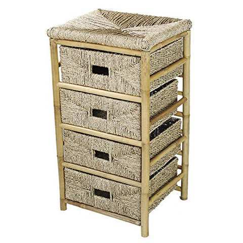 ArtFuzz Bamboo Frame Storage Cabinet with 4 Baskets