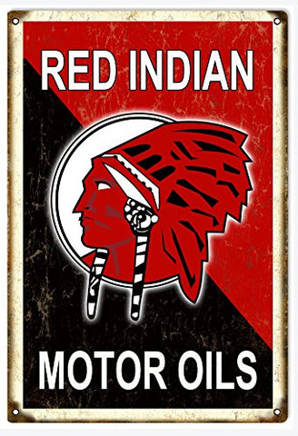 ArtFuzz Red Indian Man Cave Reproduction Garage Shop Metal Sign 18x30